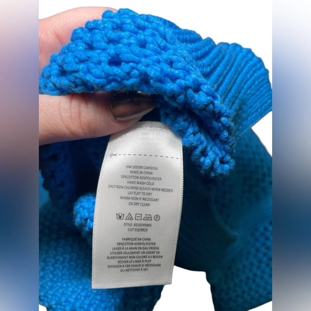 Equipment Tate Blue Open Stitch Cotton Sweater XL NWT